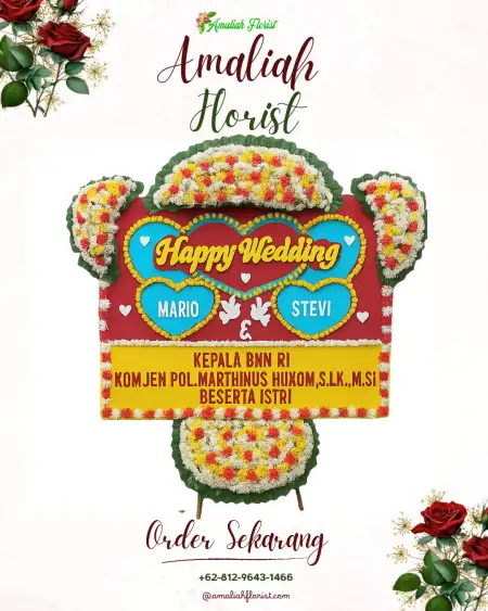 Papan Bunga Pernikahan Bronjong